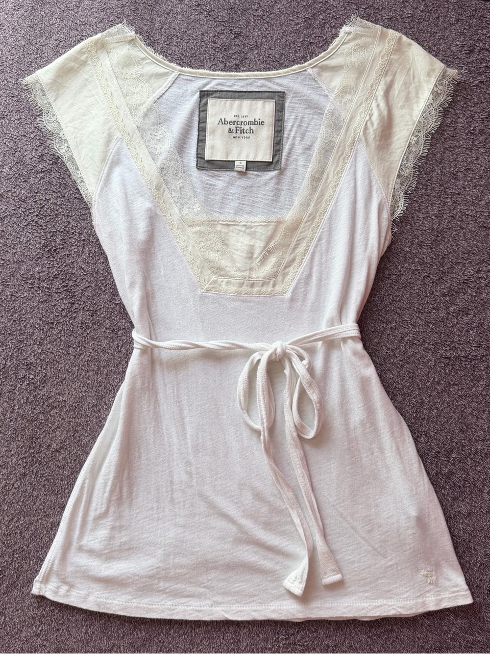 Vintage Y2K Abercrombie & Fitch 2000s Lace Trim Babydoll Top